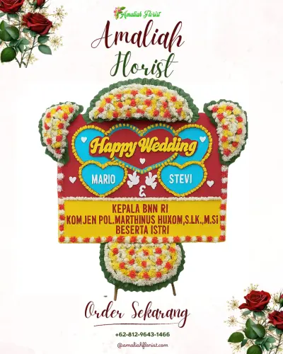 Karangan Papan Bunga Pernikahan di Antiga